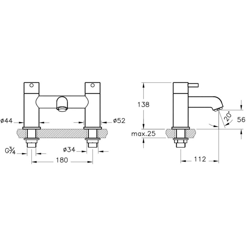 Vitra Minimax 2 Tap Hole Bath Filler
