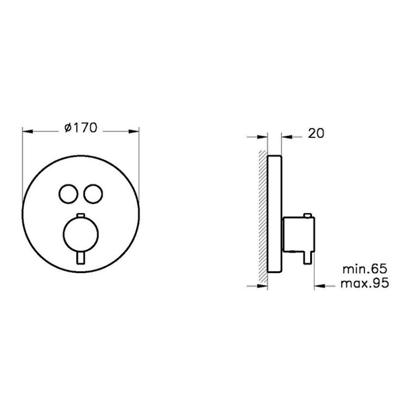 Vitra Aquacontrol Round Concealed Thermostatic Shower Mixer
