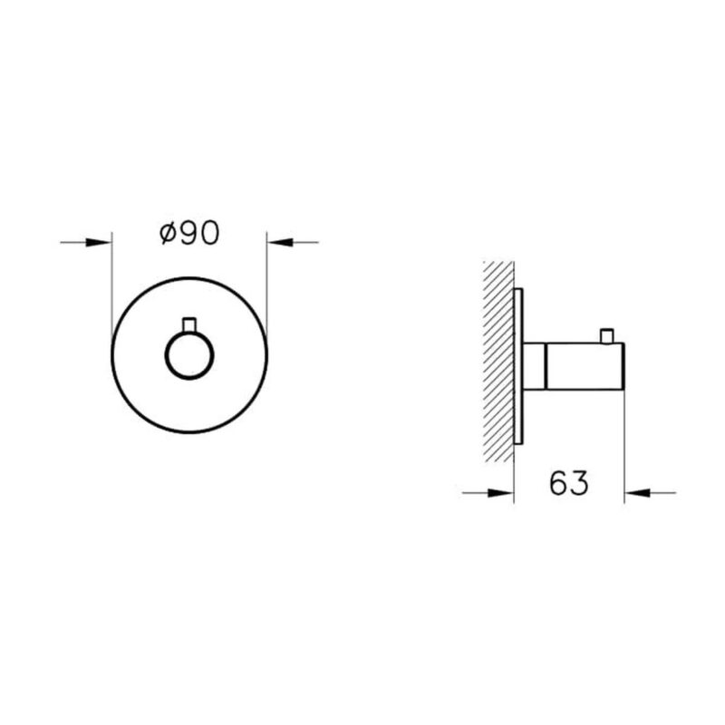 Vitra Origin 2 Way Diverter Exposed Part Soft Copper