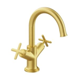 Vitra Origin Classic Basin Mixer with Cross Handles Brushed Gold