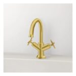 Vitra Origin Classic Basin Mixer with Cross Handles Brushed Gold