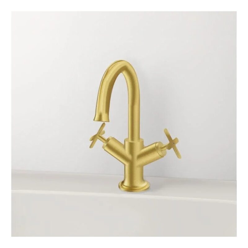 Vitra Origin Classic Basin Mixer with Cross Handles Brushed Gold