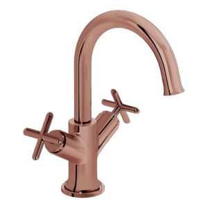 Vitra Origin Classic Basin Mixer Tap with Cross Handles Soft Copper