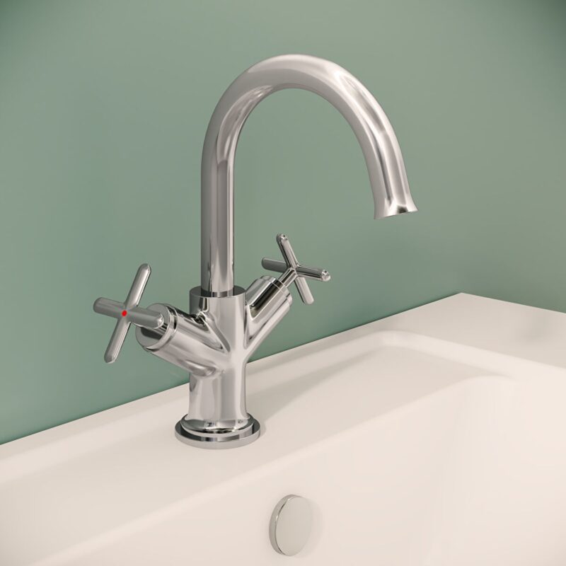 Vitra Origin Classic Basin Mixer Tap with Cross Handles Chrome