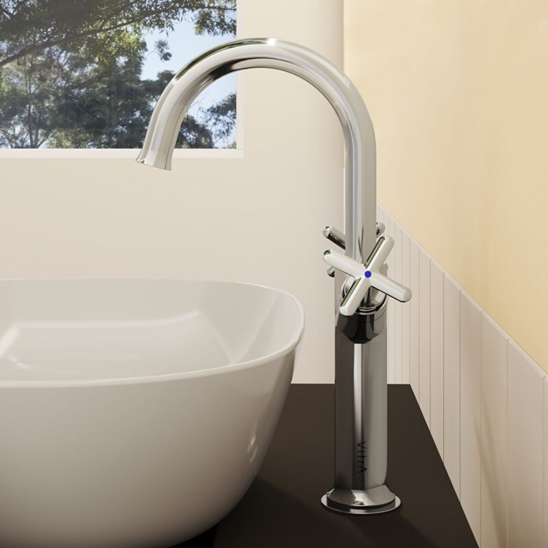Vitra Origin Classic Basin Mixer with Cross Handles for Bowls Chrome