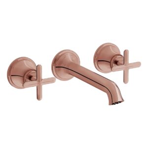 Vitra Origin Classic Wall Mounted 3 Hole Basin Mixer Soft Copper