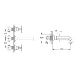 Vitra Origin Classic Wall Mounted 3 Hole Basin Mixer Soft Copper