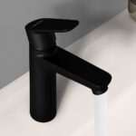 Vitra Flow Soft Matt Black Large Basin Mixer Tap