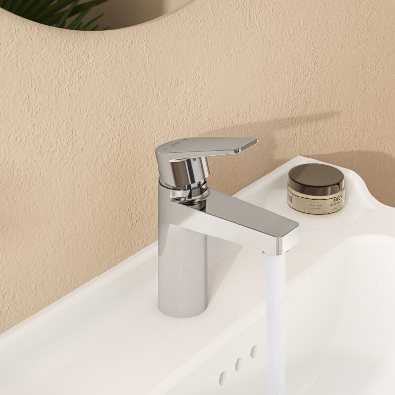 Vitra Flow Square Standard Basin Mixer Tap Chrome
