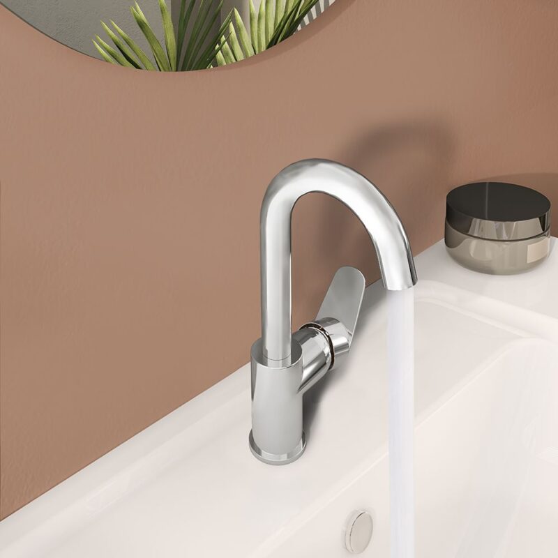 Vitra Flow Round Basin Mixer with Swivel Spout Chrome
