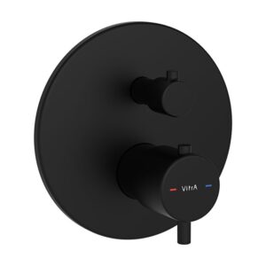 Vitra Round Thermostatic Matt Black 2 Way Bath/Shower Valve