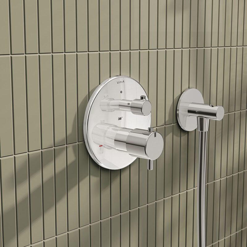 Vitra Round Thermostatic 2 Way Concealed Mixer Chrome