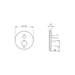 Vitra Round Thermostatic 2 Way Concealed Mixer Chrome
