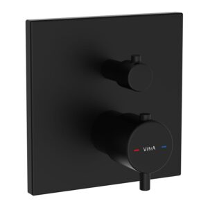 Vitra Root Square Thermostatic 2 Way Concealed Shower Valve Matt Black