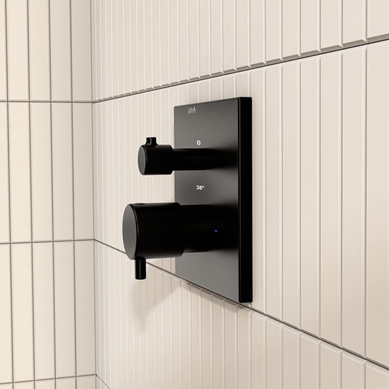 Vitra Root Square Thermostatic 2 Way Concealed Shower Valve Matt Black