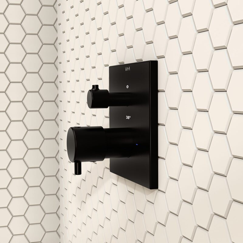 Vitra Square Thermostatic 1 Way Concealed Shower Mixer Matt Black