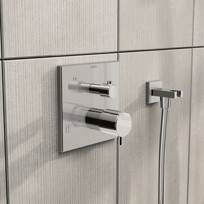 Vitra Root Square 1 Way Concealed Thermostatic Shower Mixer Valve Chrome
