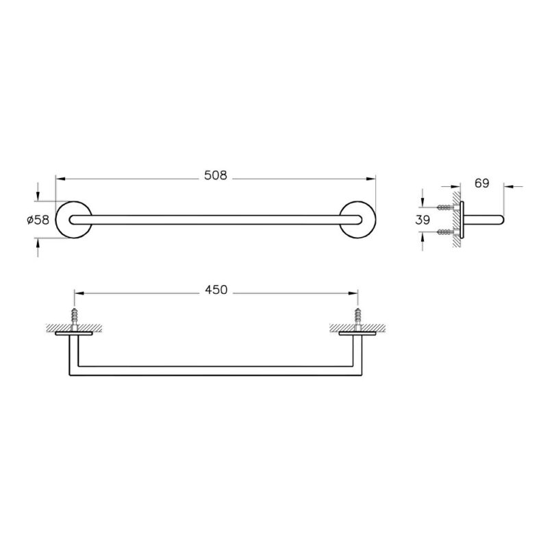 Vitra Origin Towel Rail 45cm Chrome