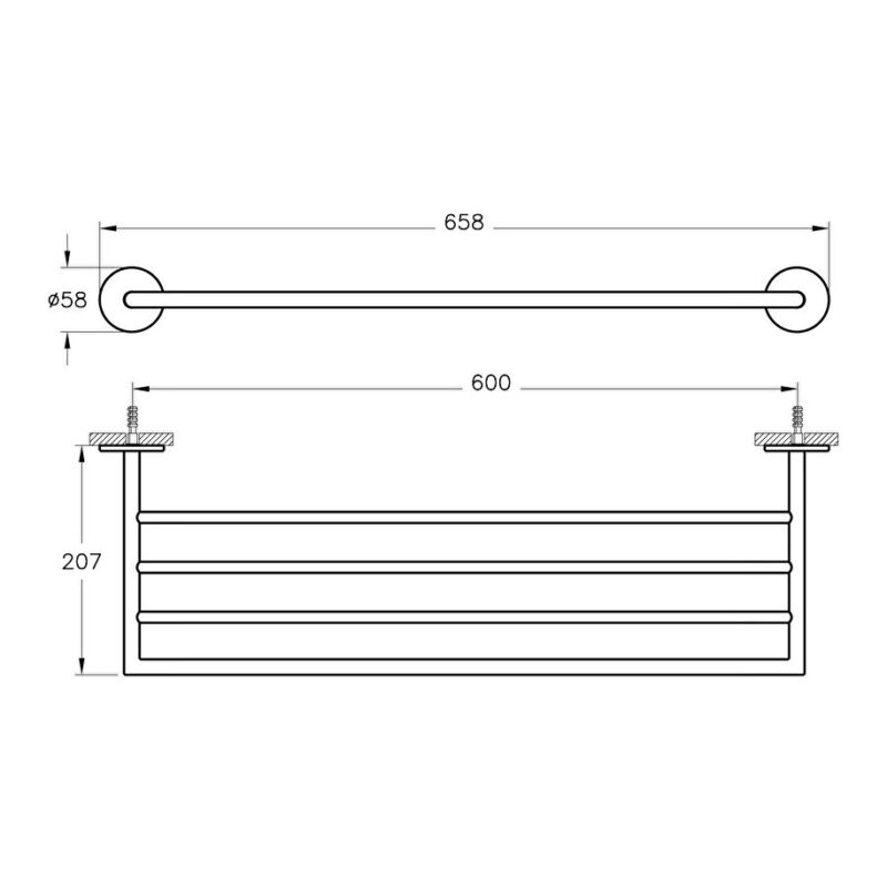 Vitra Origin Triple Towel Rail Black 60cm