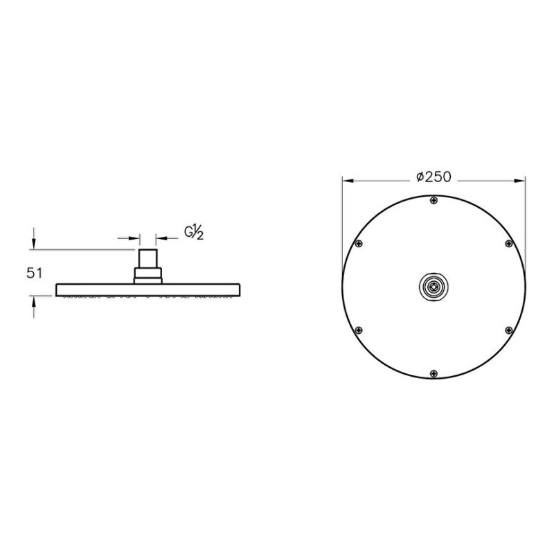 Vitra Suit Round 250mm Fixed Shower Head Black