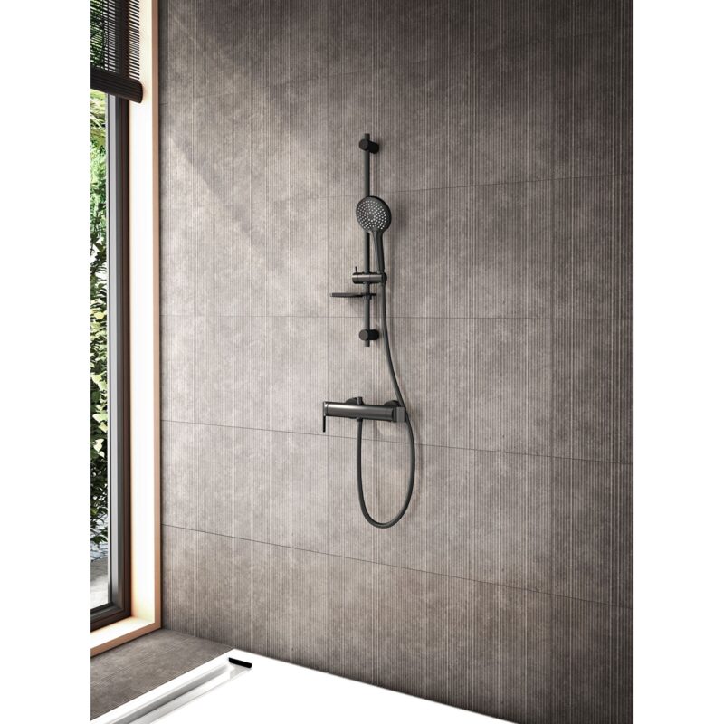 Vitra Bliss Matt Black Rail Shower Set