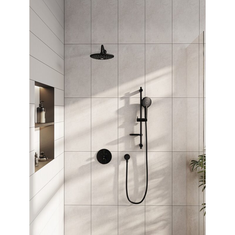 Vitra Bliss Matt Black Rail Shower Set