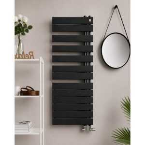 Zehnder Roda Spa Asym Left Heated Towel Rail 805 x 550mm Volcanic