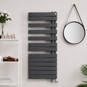 Zehnder Roda Spa Asym Left Heated Towel Rail 805 x 550mm Anthracite