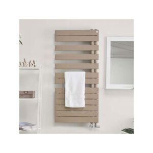 Zehnder Roda Spa Asym Left Heated Towel Rail 1183 x 550mm Beige Quartz