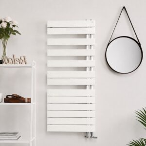 Zehnder Roda Spa Asym Left Heated Towel Rail 1676 x 550mm Traffic White
