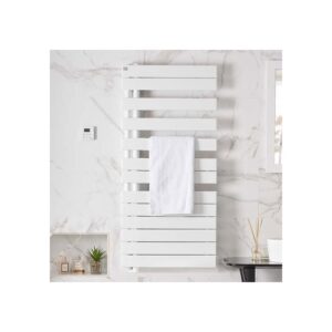 Zehnder Roda Spa Asym Right Heated Towel Rail 805 x 550mm Traffic White