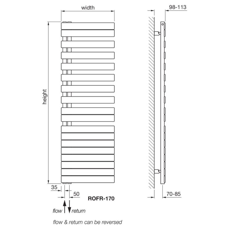 Zehnder Roda Spa Asym Right Heated Towel Rail 1676 x 550mm Beige Quartz