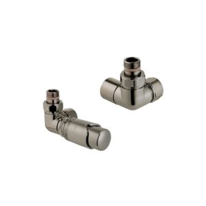 Zehnder Valve Set 10 Double Angled Thermostatic Right Radiator Valves Nickel Nero
