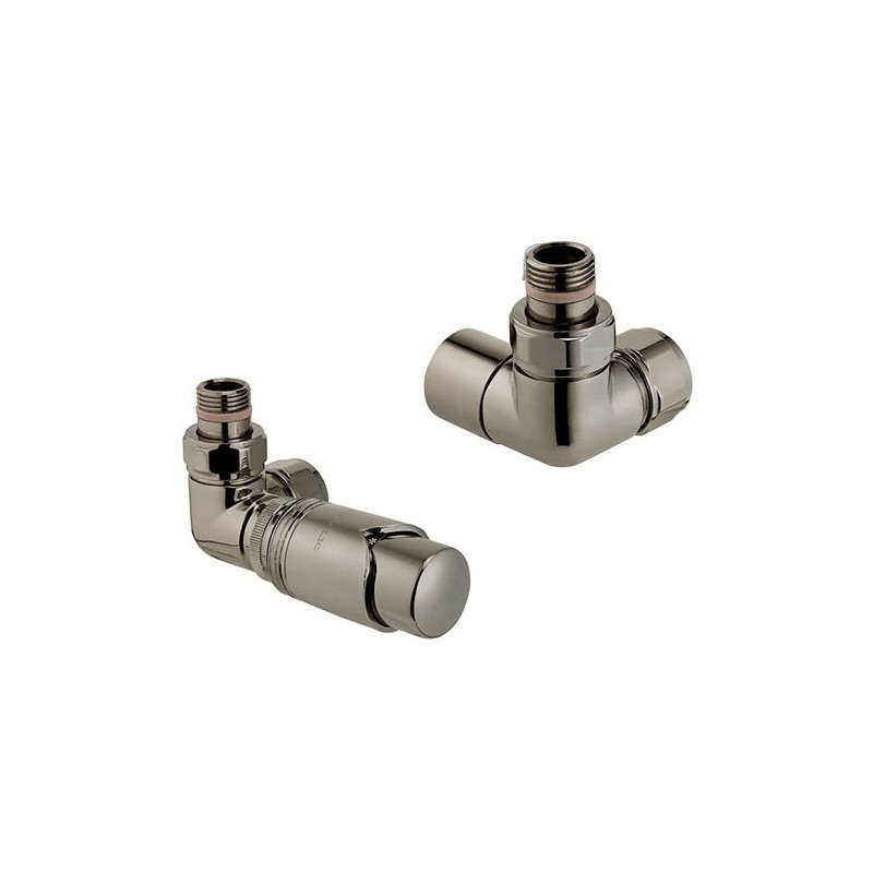 Zehnder Valve Set 10 Double Angled Thermostatic Right Radiator Valves Nickel Nero Zehnder Valve Set 10 Double Angled Thermostatic Right Radiator Valves Nickel Nero