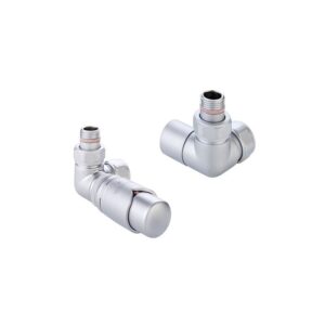 Zehnder Valve Set 10 Double Angled Thermostatic Right Radiator Valves Satin Chrome