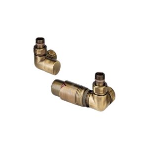 Zehnder Valve Set 11 Double Angled Thermostatic Left Radiator Valves Brass