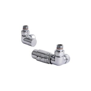 Zehnder Valve Set 11 Double Angled Thermostatic Left Radiator Valves Chrome
