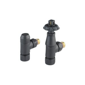Zehnder Antique Style Valve Set 17 Angled Thermostatic Radiator Valves Volcanic