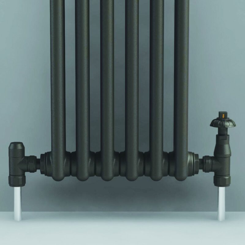 Zehnder Antique Style Valve Set 17 Angled Thermostatic Radiator Valves Volcanic