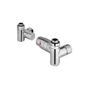 Zehnder Valve Set 20 Angled Thermostatic Dual Fuel Right Radiator Valves Chrome