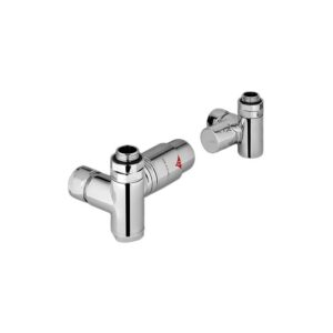 Zehnder Valve Set 21 Angled Thermostatic Dual Fuel Left Radiator Valves Chrome