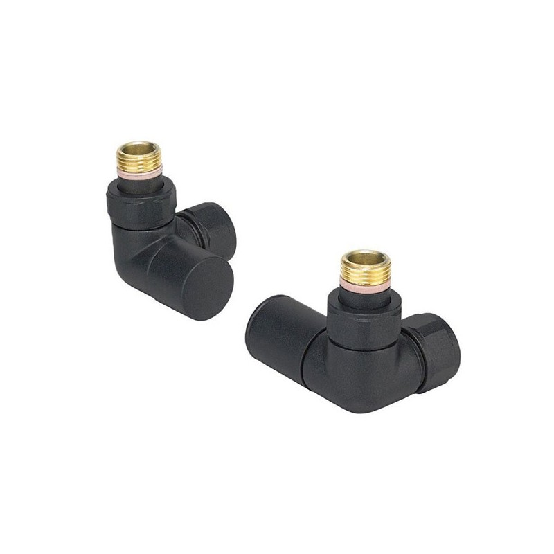 Zehnder Valve Set 28 Double Angled Manual Radiator Valves Matt Black Zehnder Valve Set 28 Double Angled Manual Radiator Valves Matt Black