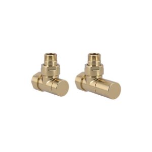 Zehnder Valve Set 35 Angled Manual Radiator Valves PVD Brushed Brass