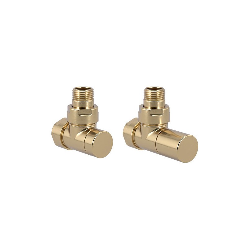 Zehnder Valve Set 35 Angled Manual Radiator Valves PVD Brushed Brass Zehnder Valve Set 35 Angled Manual Radiator Valves PVD Brushed Brass