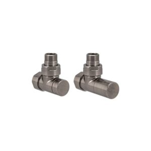 Zehnder Valve Set 35 Angled Manual Radiator Valves PVD Brushed Black Chrome