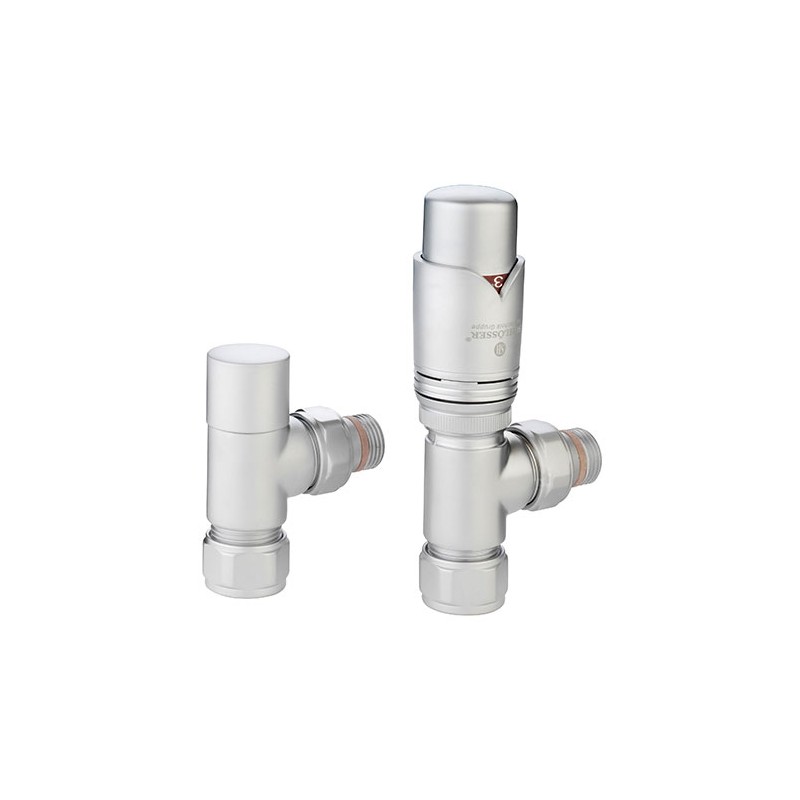 Zehnder Valve Set 37 Angled Thermostatic Radiator Valves Satin Chrome Zehnder Valve Set 37 Angled Thermostatic Radiator Valves Satin Chrome