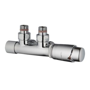Zehnder Valve Set 42 Angled Thermostatic 50mm Right Radiator Valves Chrome