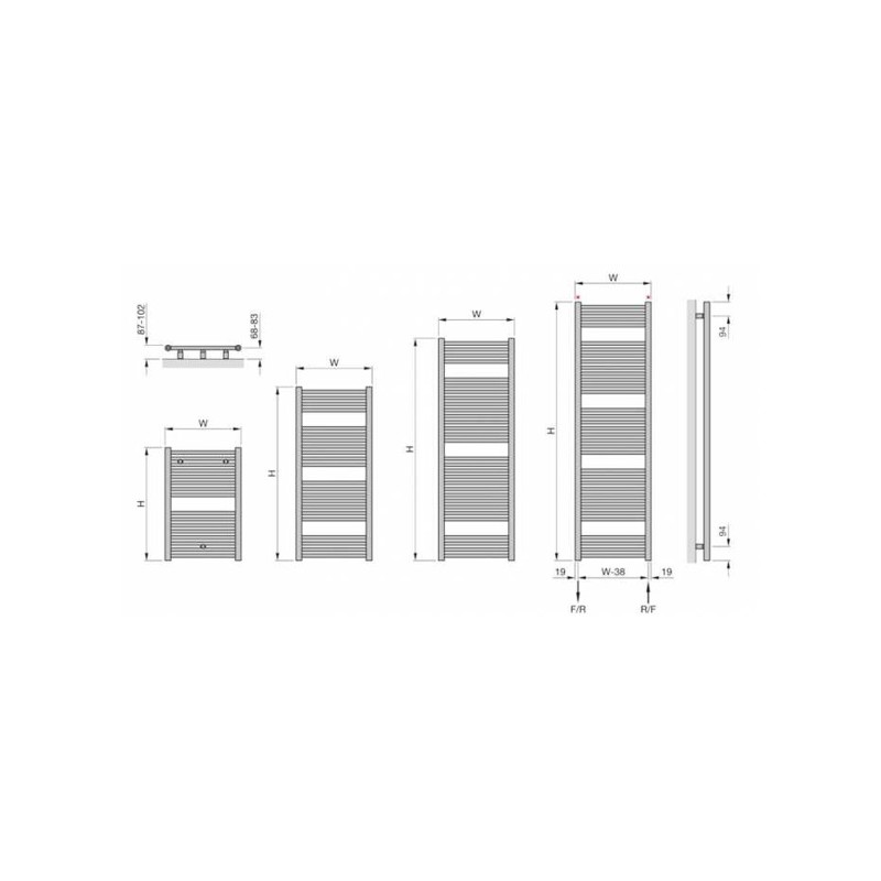 Zehnder Klaro Heated Towel Rail 748 x 600mm Volcanic